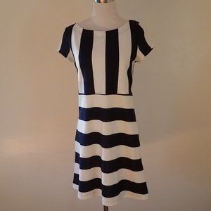 Anthropologie Postcar Stripe Pocket Short Sleeve Dress Small Costal Vibes